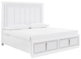 Signature Design by Ashley® Chalanna White Queen Upholstered Storage Panel Bed