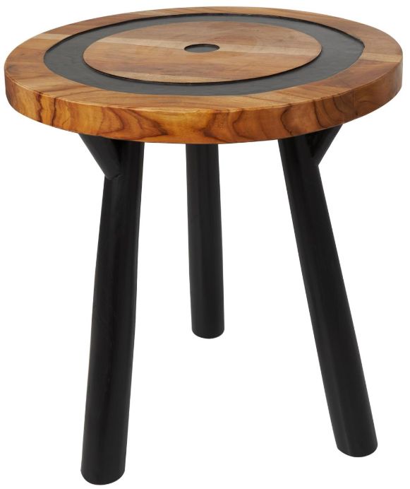 Deco Marche Brown Accent Table with Black Base-2