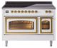 Ilve® Nostalgie II Noblesse 48'' White Pro Style Induction Range with Brass Trim-0