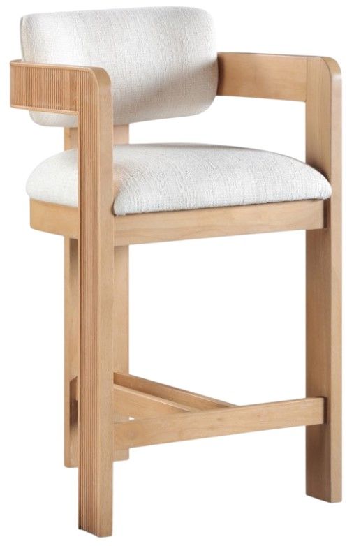 Meridian Furniture Sacha Cream/Natural Upholstered Counter Stool-0