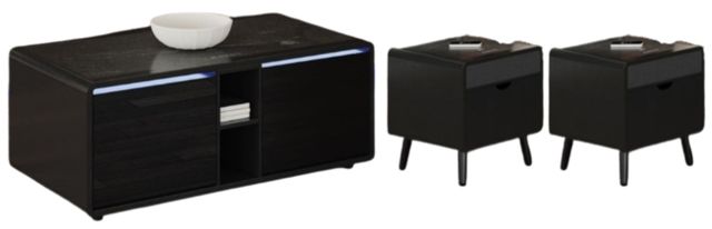 Elements International Halo 3-Piece Black Occasional Table Set-0