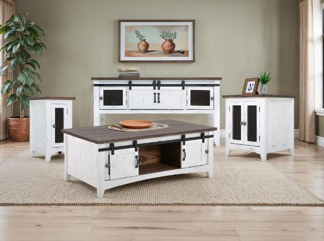 International Furniture Direct Pueblo Brown Cocktail Table with White Base-1