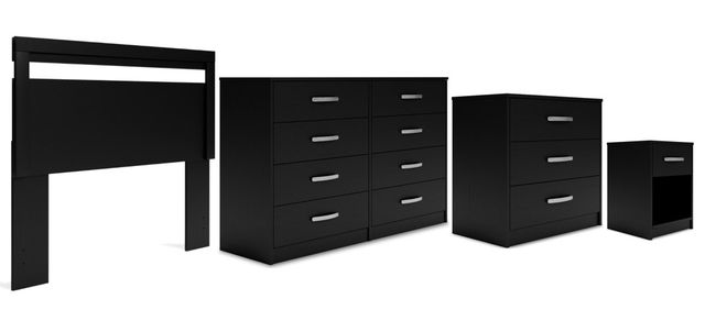 Signature Design by Ashley® Finch 4-Piece Black Full Panel Headboard Bedroom Set-0