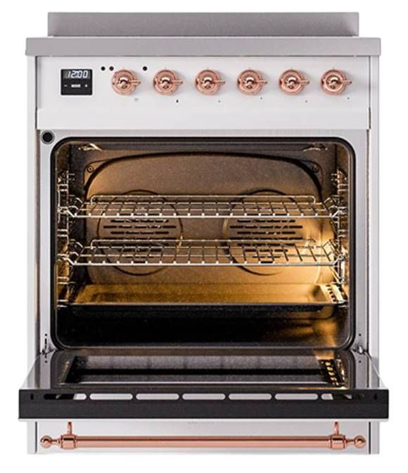 Ilve® Nostalgie II Noblesse 30'' Custom RAL Color Pro Style Induction Range with Copper Trim-1