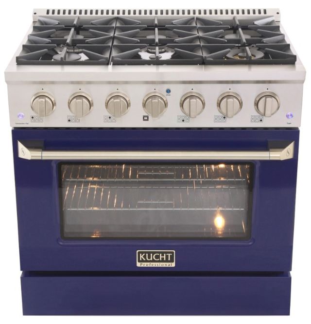 Kucht Professional KDF Series 36" Stainless Steel Pro Style Dual Fuel Range with Blue Door-0