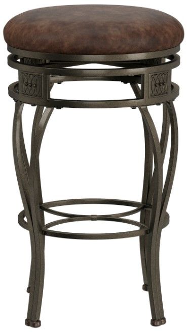 HH2 Home Montello Distressed Brown Swivel Backless Bar Stool-1