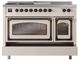 Ilve® Nostalgie II Noblesse 48'' Antique White Pro Style Dual Fuel Range with Burnished Trim-3