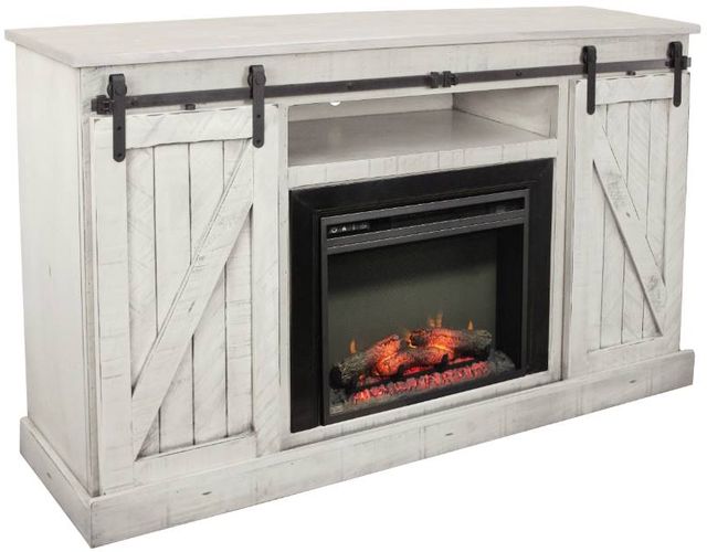 American Heartland Manufacturing Rustic White Tall Provincial Fireplace Console-0