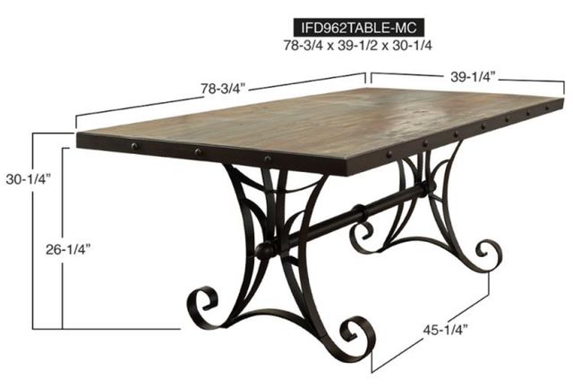 International Furniture Direct Antique Brown Dining Table with Iron Base-2