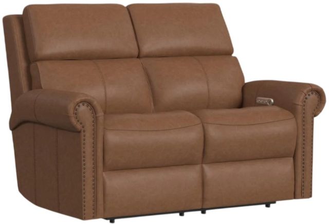 Flexsteel® Customizable Bernard 43" Leather Power Reclining Loveseat with Headrest and Lumbar-0