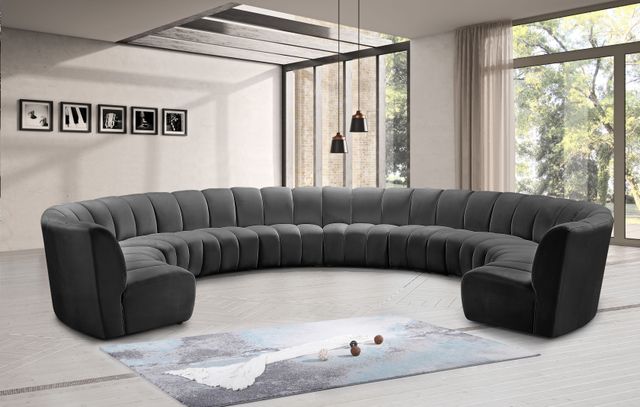 Meridian Furniture Infinity 10-Piece Grey Velvet Modular Sectional-1