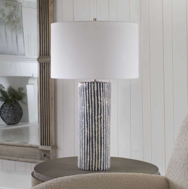 Uttermost® Havana Cobalt Glazed Stripes Table Lamp-1
