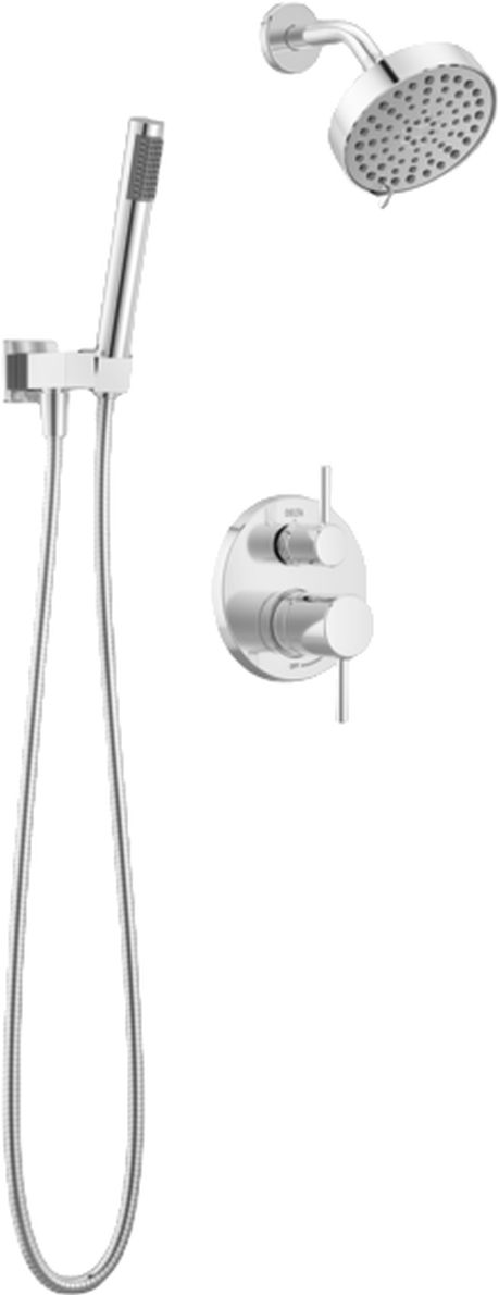 Delta Modern 14S Chrome Shower Trim with Fixed Head & Hand Shower-0