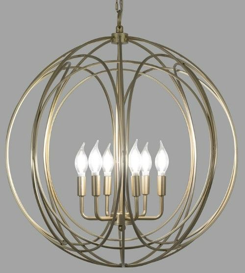 YHD Satin Brass 6-Light Chandelier-2
