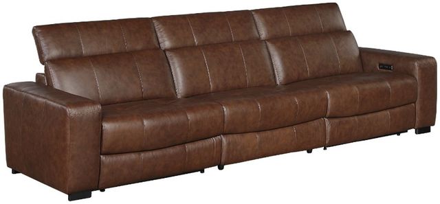 Homelegance® Sutton 3-Piece Brown Leather Power Reclining Sectional with Power Headrests and Charging Ports-4