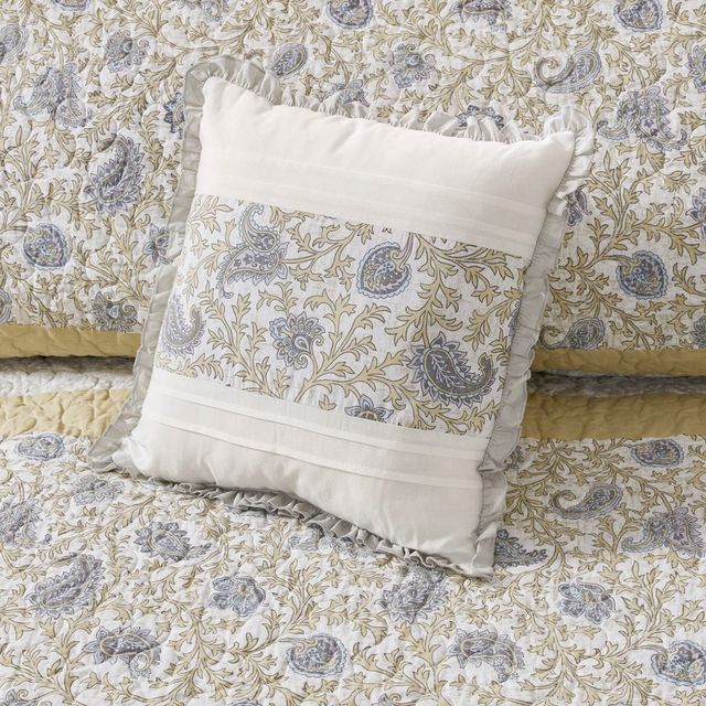 Olliix by Madison Park Dawn 6 Piece Yellow King/California King Cotton Percale Reversible Coverlet Set-3