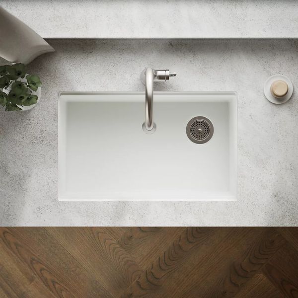 KOHLER® Billings® Matte White 30" Undermount Single-Bowl Workstation Kitchen Sink-2