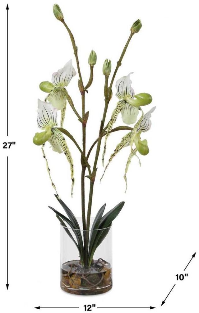 Uttermost® Lady Slipper Green/White Orchid-3