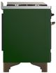 Ilve® Majestic III 48" Emerald Green Pro Style Dual Fuel Liquid Propane Range with French Top and Burnished Trim-4