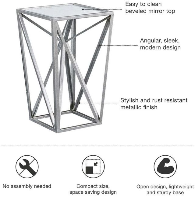 Olliix by Madison Park Silver Zee Angular Mirror Accent Table-2