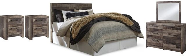 Benchcraft® Derekson 5-Piece Multi Gray Queen/Full Panel Headboard Bedroom Set-0