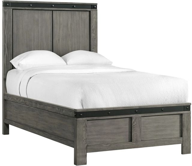 Elements International Wade Gray Twin Youth Panel Bed-0
