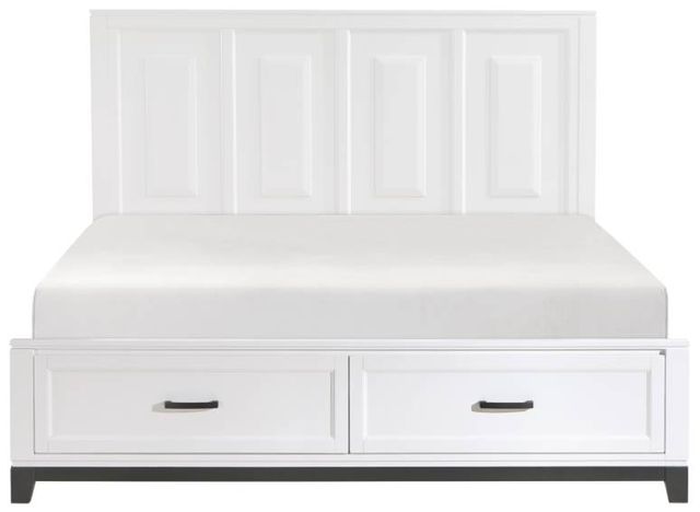 Homelegance® Garretson Metallic Gray/White Eastern King Panel Bed with Footboard Storage-2