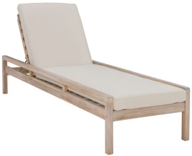 Linon Svana Beige/Natural Fabric/Wood Outdoor Chaise Lounger-0