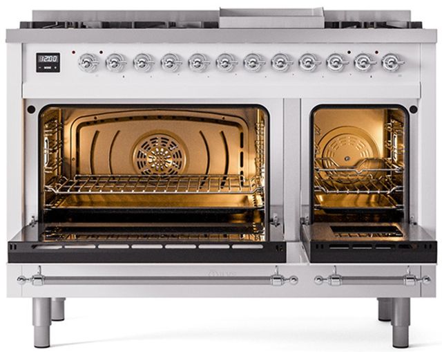 Ilve® Nostalgie II Series 48" White Pro Style Dual Fuel Range-1