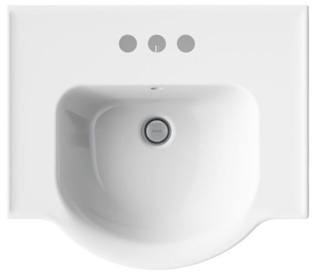 Kohler Veer® White 21" Square Pedestal Bathroom Sink-1