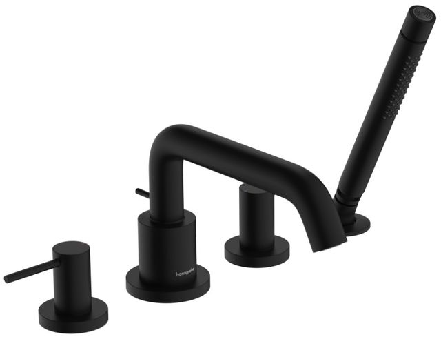 Hansgrohe Tecturis S Matte Black 4-Hole Roman Tub Set Trim with 1.75 Handshower-0
