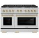 ZLINE Autograph Edition 48" DuraSnow® Stainless Steel Pro Style Gas Range with Champagne Bronze Accents-0