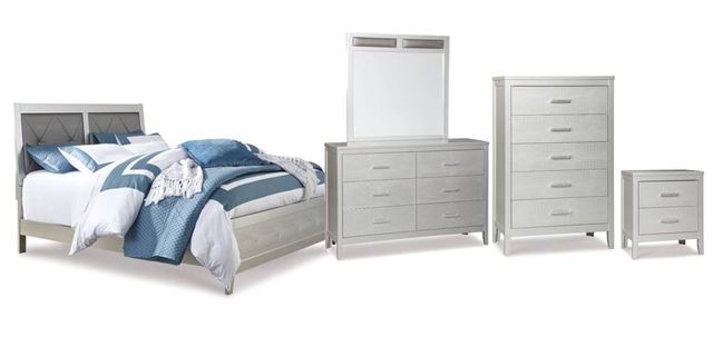 Signature Design by Ashley® Olivet 5-Piece Silver Queen Panel Bed Set-0