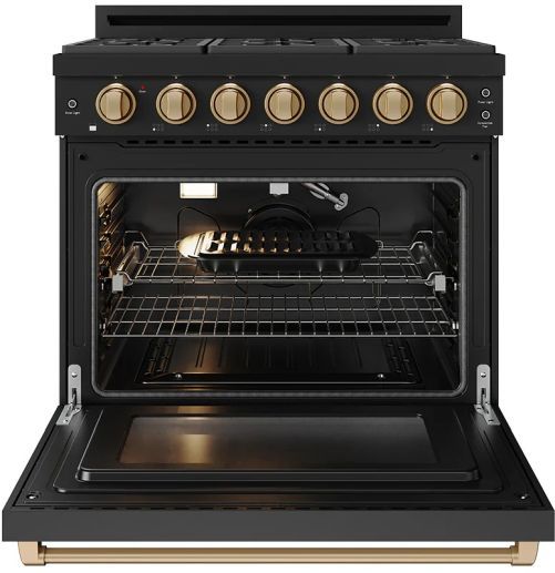 Thor Kitchen® Gordon Ramsay 36" Black/Bronze Freestanding Pro Style Gas Range with Precision Knob-1