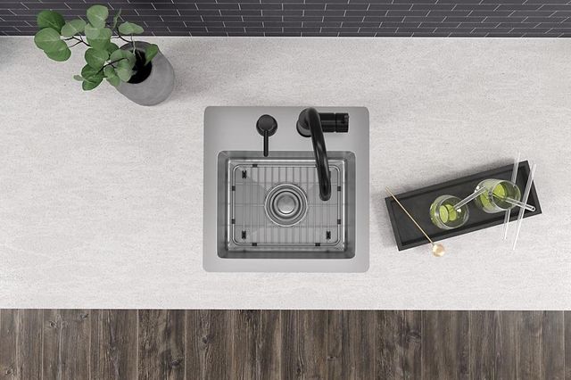 Elkay Crosstown® Polished Satin 15" 2-Hole Single Bowl Dual Mount Bar Sink Kit-2
