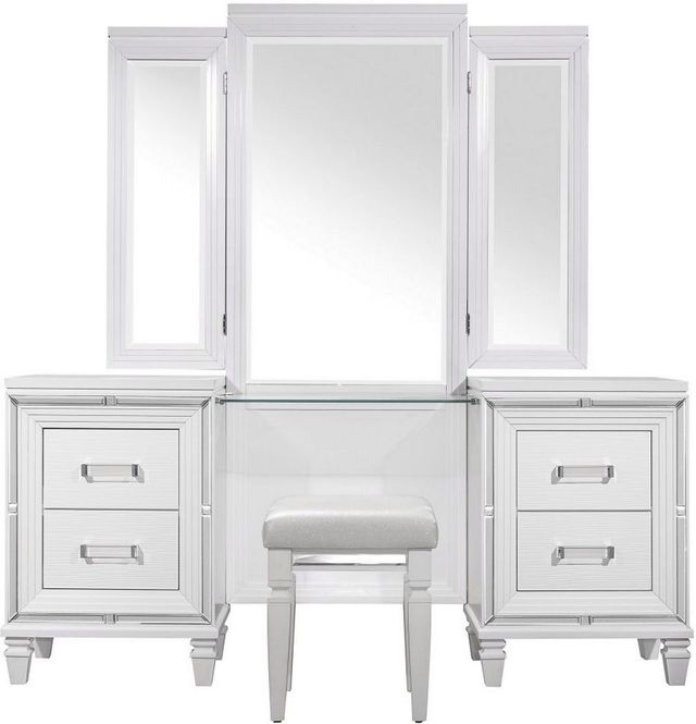 Mazin Furniture Tamsin White Metallic Vanity Set-0