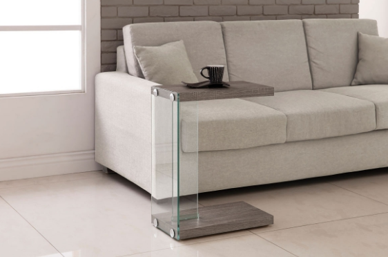 Coaster® Colby Weathered Grey Accent Table with Clear Glass Support-1