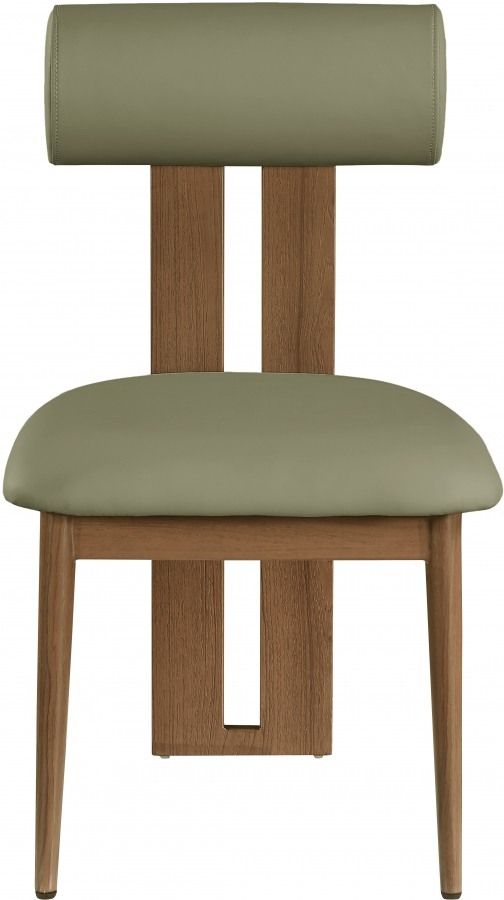 Meridian Furniture Dario 2-Piece Olive/Walnut Faux Leather Dining Chair Set-2