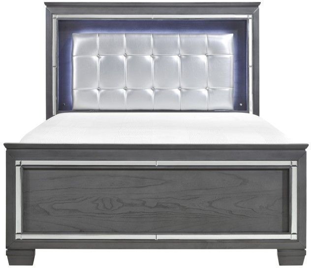 Homelegance® Allura Gray Eastern King Bed with LED Lighting-1