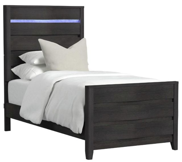 Elements International Tobias Black Twin Panel Bed-0