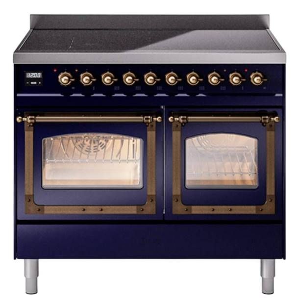 Ilve® Nostalgie II Noblesse 40'' Midnight Blue Pro Style Induction Range with Burnished Trim-0