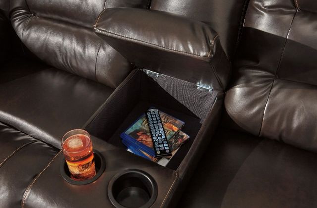 Signature Design by Ashley® Vacherie Chocolate Double Reclining Loveseat with Console-2