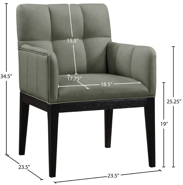 Meridian Furniture Adrian Green/Black Leather Upholstered Dining Arm Chair-2