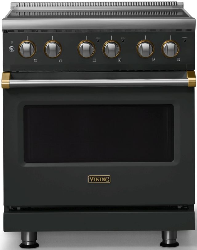 Viking® 5 Series 30" Valentine Pro Style Electric Range with Brushed Brass Trim-0