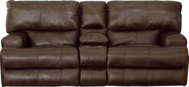 Catnapper® Wembley Walnut Power Reclining Lay Flat Loveseat with Console-0