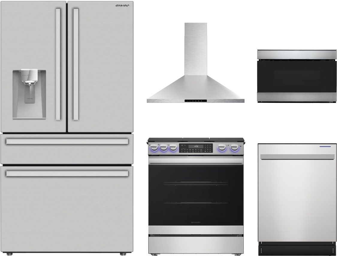 Sharp® 5 Piece Stainless Steel Kitchen Appliance Package