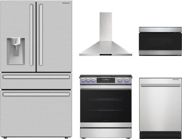 Sharp® 5 Piece Stainless Steel Kitchen Appliance Package-0