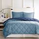 Olliix by Madison Park Essentials Larkspur Light Blue and Navy Twin/Twin XL 3M Scotchgard Reversible Down Alternative Comforter Set-2