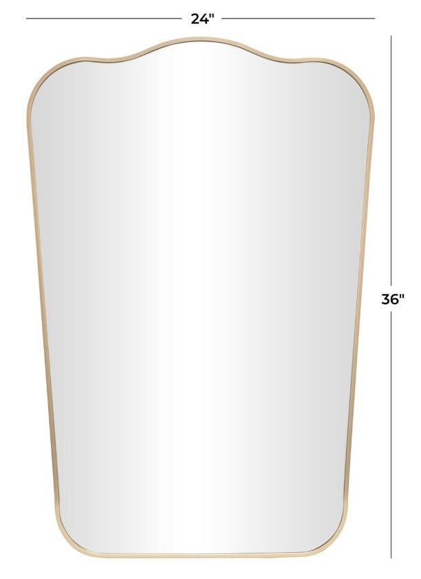 Deco Marche Gold Aluminum Rectangular Arched Wall Mirror with Thin Frame -3