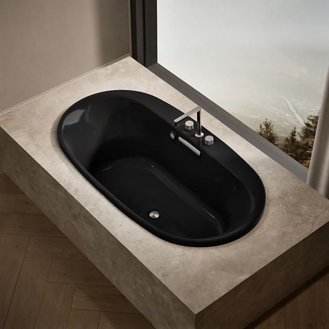 Kohler® Underscore® Black 65.5" x 35.75" Drop-In Bath with Bask® Heated Surface-3